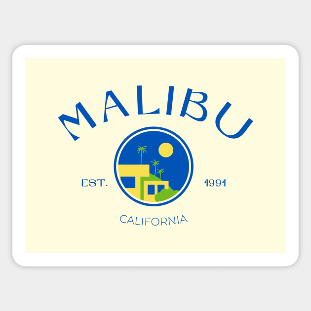 Malibu City California Print Sticker by Space Surfer 